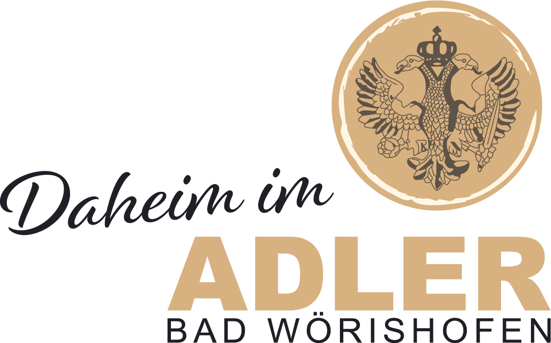 Logo Adler Bad Wörishofen: Schriftzug Daheim im Adler mit goldenem Kreis und Wappenadler